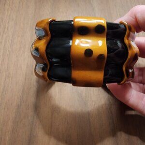 Vintage 2-Tone Leopard & Black Stretch Bracelet